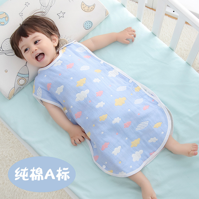 Sleeping Bag Pure Cotton Six-Layer Gauze Kidsren's Baby Anti-Kick Vest Style Spring, Autumn and Summer Thin Air-Conditioned Room to Prevent Colds