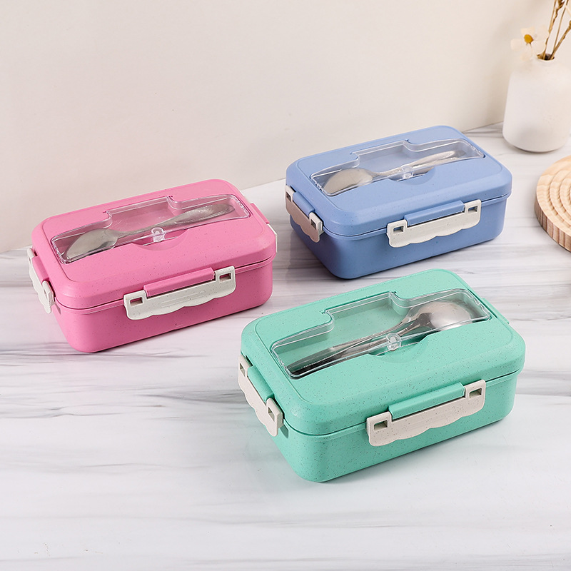 Cross-border Wheat Straw Lunch Box Japanese-style Split Insulation Box for Students and Office workers Outdoor Sealed Lunch Box Lunch Box Lunch Box
