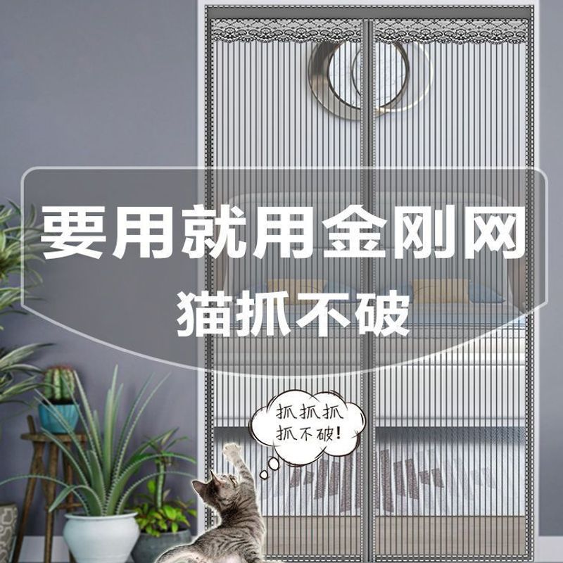 Import and Export Diamond Mesh Anti-Mosquito Door Curtain for Summer Home Bedroom Strong Magnetic Outer Door Anti-Mosquito Punch-Free Anti-Insect and Fly