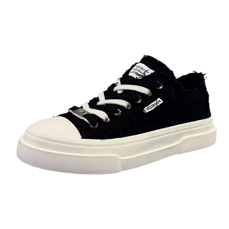 Vasibaen Niche Design Men's Shoes Thick-Soled 2025 Summer Canvas Shoes Retro Double Shoelaces Versatile Casual Shoes