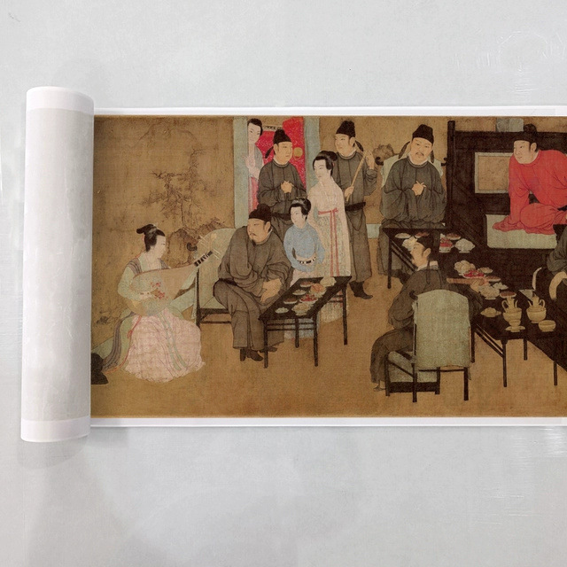 Gu Hongzhong's "Han Xizai's Night Banquet" Is a Famous Painting of Famous Characters Handed down from Generation to Generation. High-Definition Reproduction of Chinese Painting on Rice Paper Micro-Printing