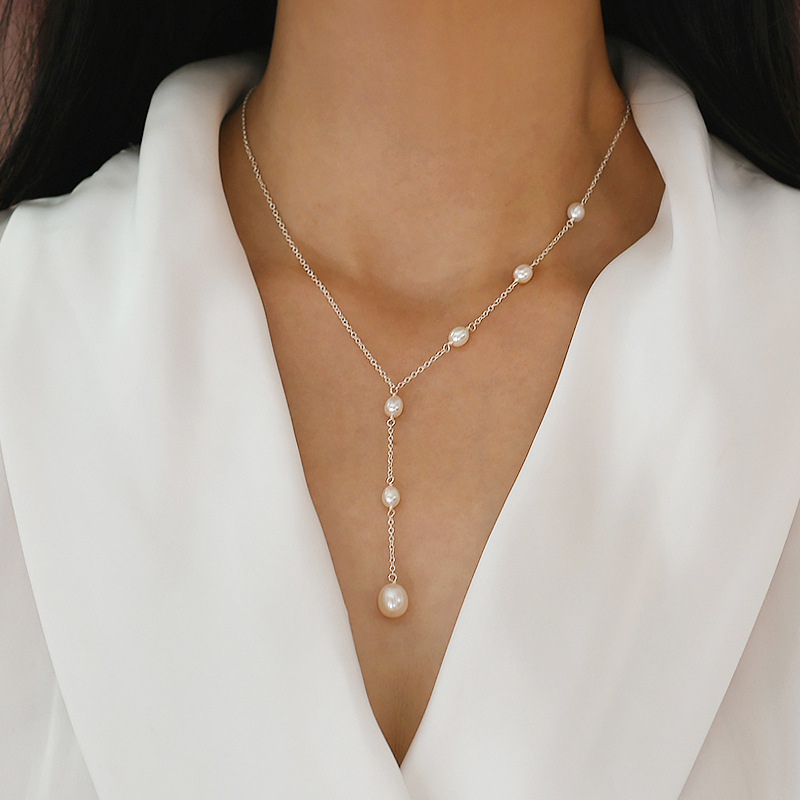 Nina Freshwater Pearl Necklace Design High-grade Light Luxury Clavicle Chain Personalized All-match Clavicle Chain for Girls
