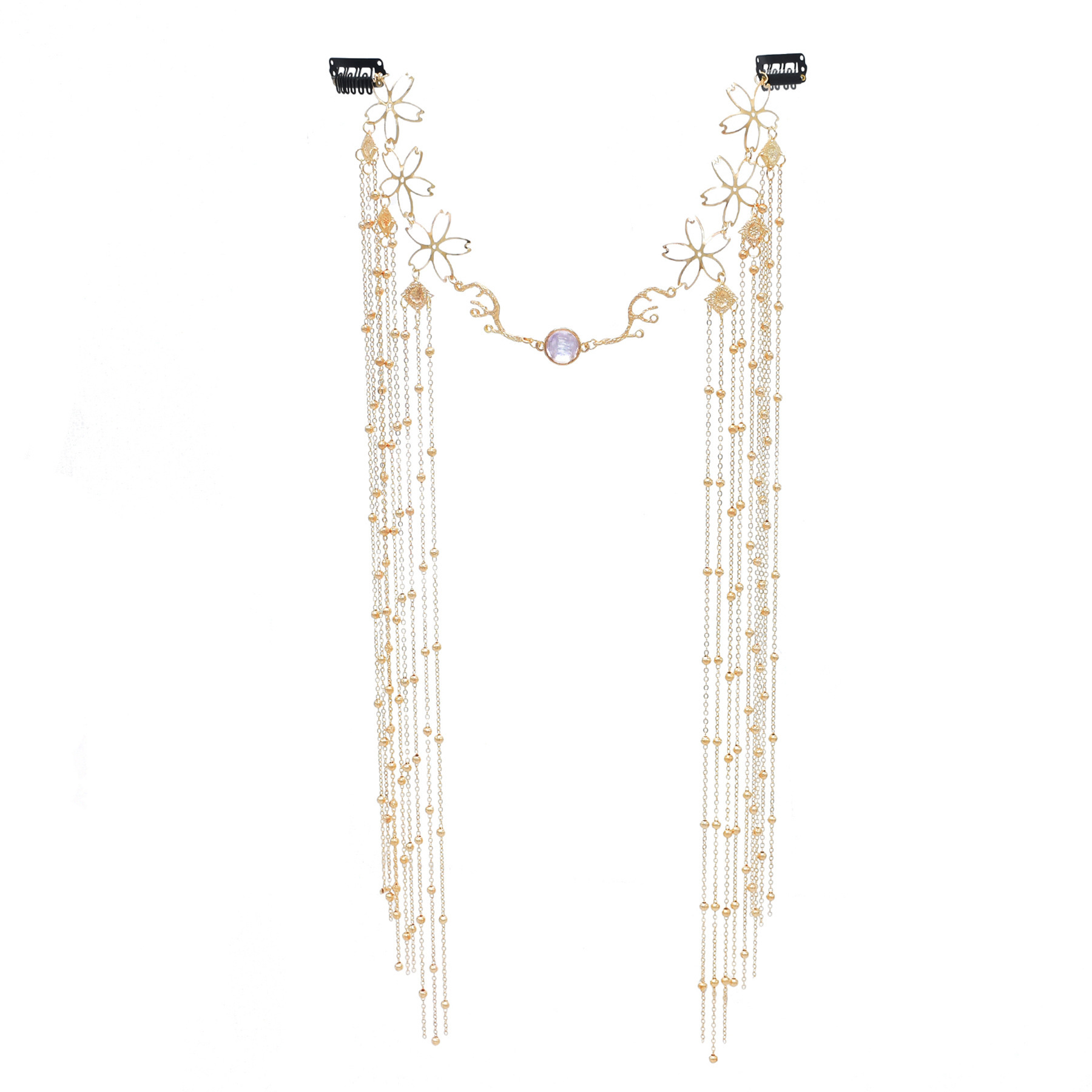 Exotic style hanfu forehead decoration tassel headdress curtain vintage handmade tassel hairpin ancient style ethnic style hair accessories for women