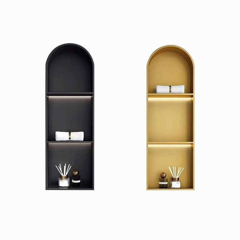 304 Stainless Steel Bathroom Curved Niche Background Wall Metal Storage Bathroom Arc Arched Embedded Niche