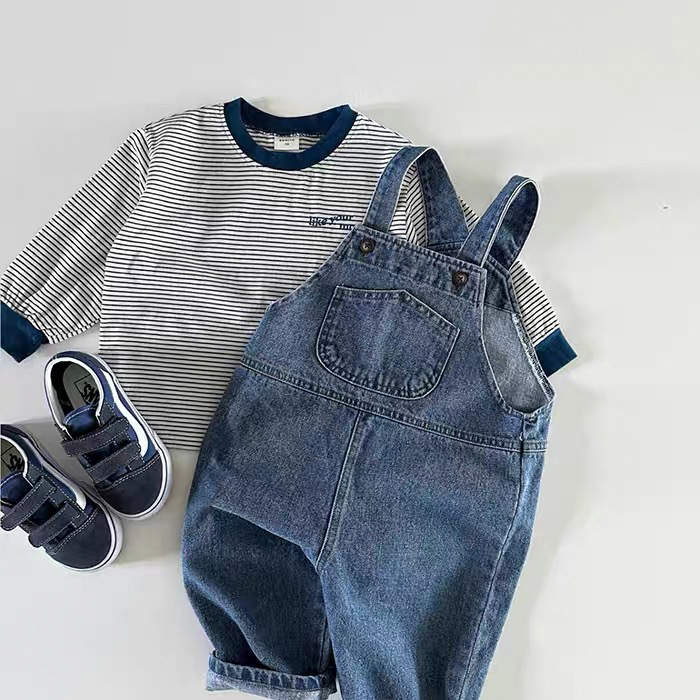 Children's Overalls Jeans Spring and Autumn 2025 Boys and Girls Baby Casual Pants Versatile Infant Overalls Trendy