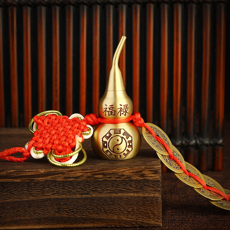 Copper gourd five emperor money wholesale Chinese knot gourd car pendant pendant tourist attractions stall