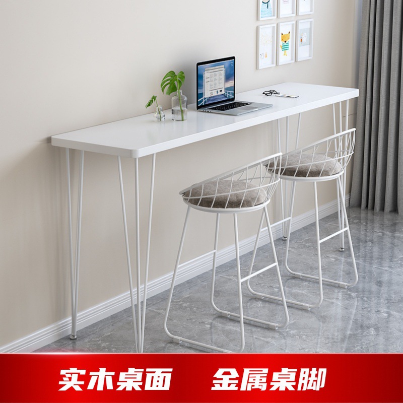 Простой стол из массива дерева для домашнего бара, балкона, перегородка, длинный стол, легкая роскошь, коммерческий бар, высокий стол и стулья в комплекте