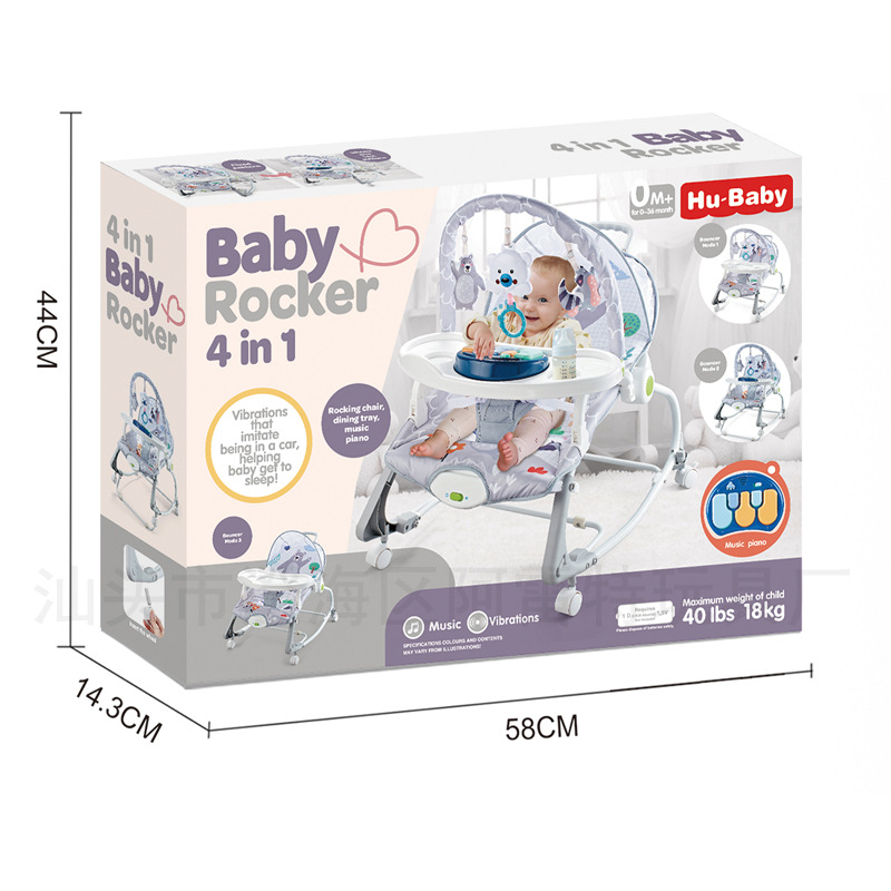 Baby multi-functional rocking chair with dinner plate with piano universal wheel music comfort cradle electric rocking chair recliner