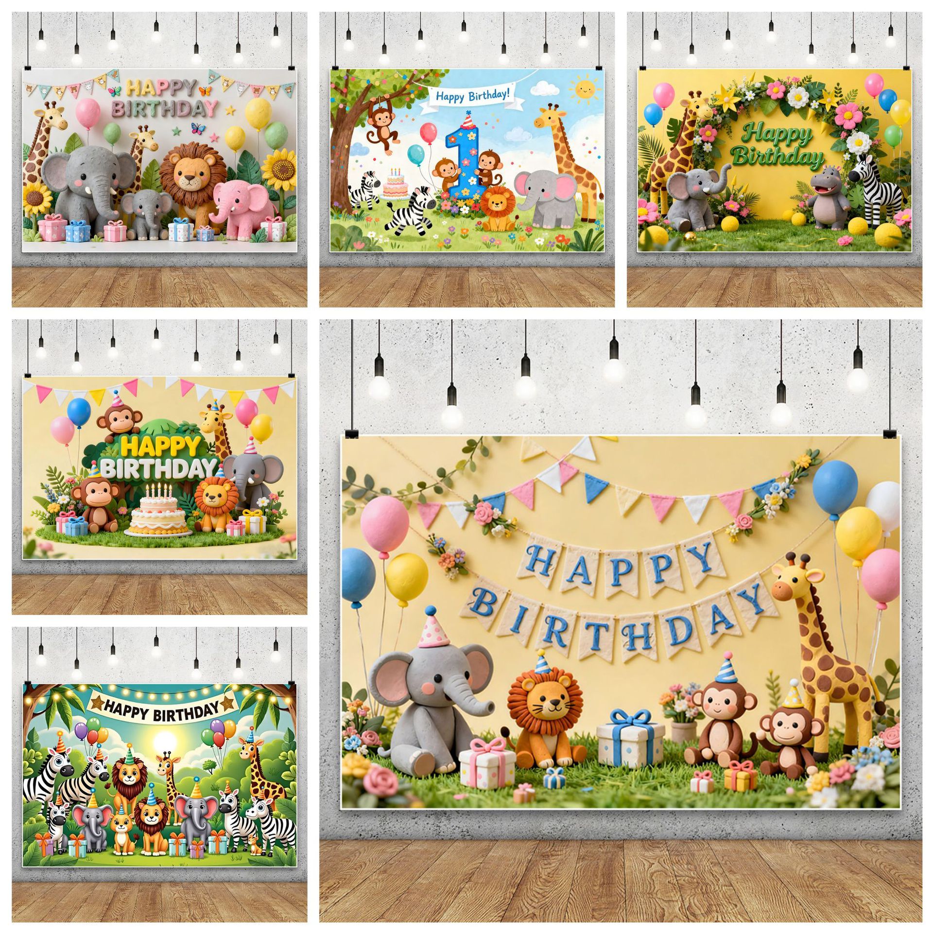 Новое оформление для детского дня рождения в джунглевом зоопарке, тканевый баннер для фотосессий