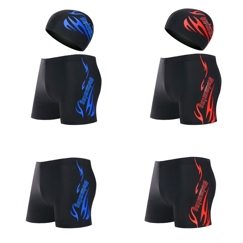 Feidongfa Outdoor Swimming Trunks Swimming Trunks Suit Swimsuit Swimming Cap Boxer Large Size Fashion Printed Men's Swimming Trunks Beach