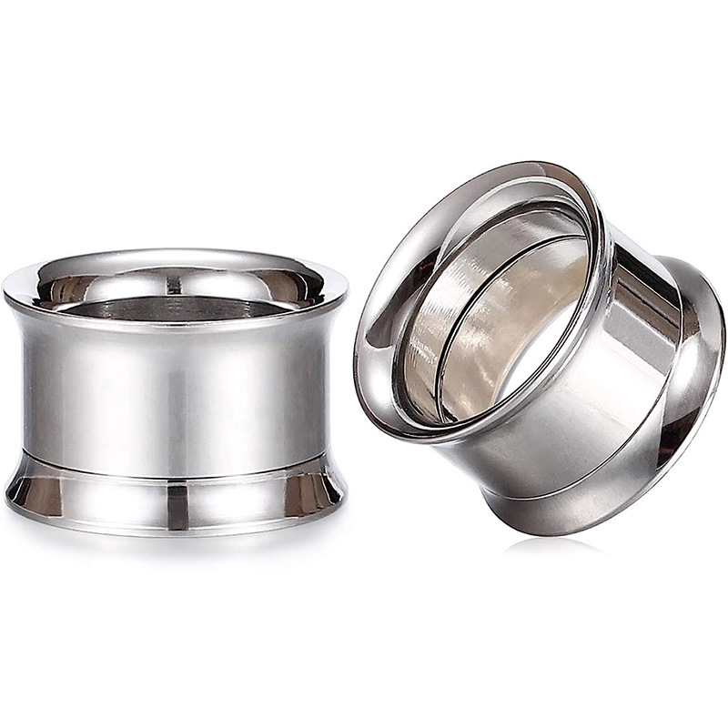 European and American punk style simple steel color horn ear expander earrings titanium steel inner teeth auricle human body puncture ear expander ear