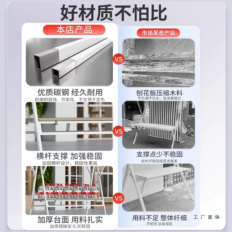 Market Stall Display Rack Foldable Commercial Night Market Mobile Stall Rack Flower Cart Wholesale Display Stall Cart