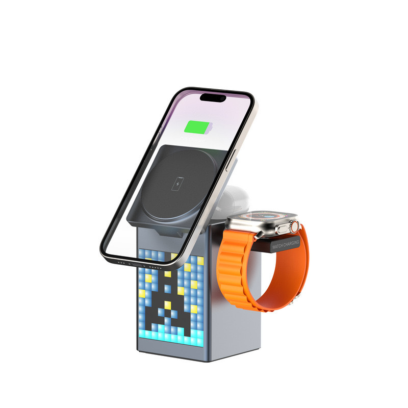 Bluetooth audio wireless charging multi-function magnetic suction wireless charger Magsafe wireless charging desktop mobile phone bracket