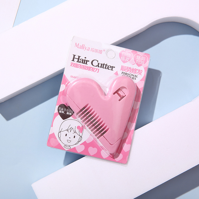 Maria Heart Double-sided Hair Comb Hair Repairer Love Bangs Thinning Self-help Hair Trimmer for Children