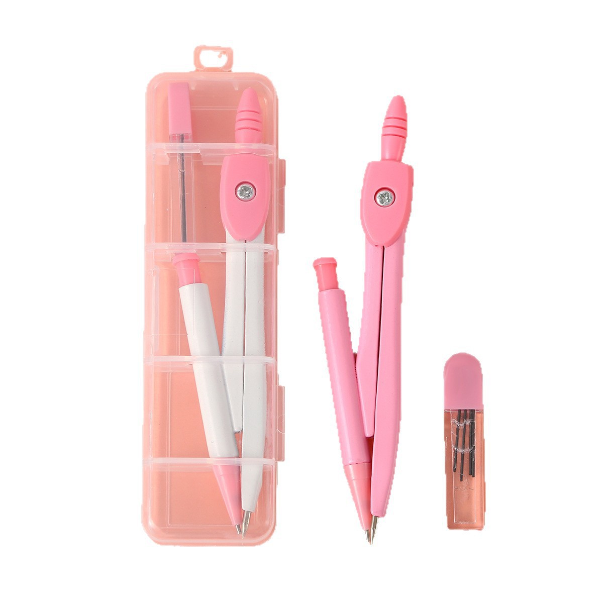 New Color Matching Replacement Core Compass Set for Primary and Secondary School Students Mathematics Drawing Tools Junior High School Students Stationery Prizes