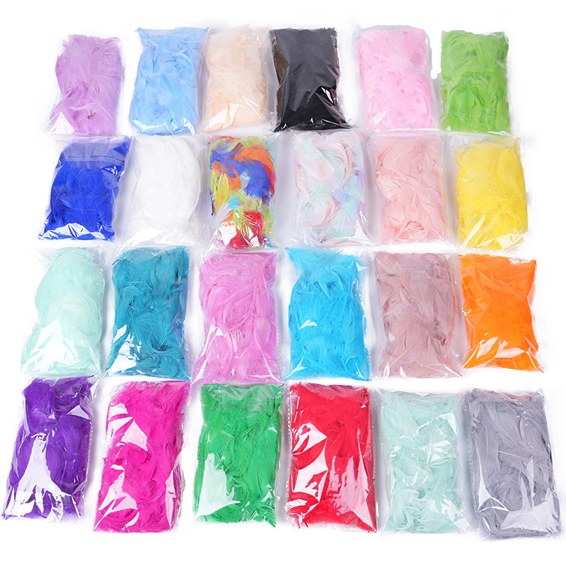 Wholesale colorful small feather small floating goose feather wedding festival stage decoration gift box salute filling dream catcher material