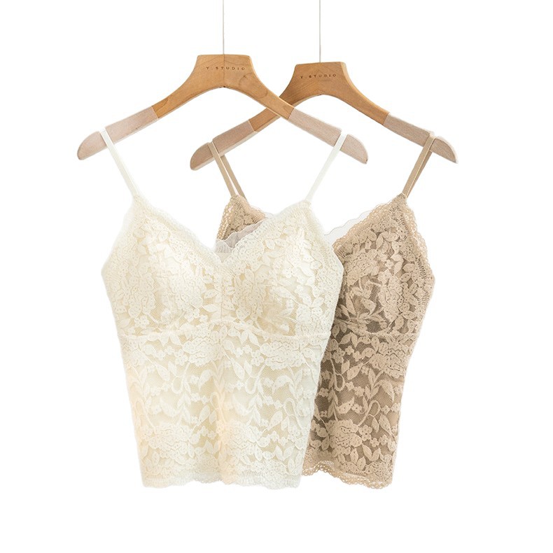 Original Design Lace Camisole with Chest Pads, Autumn and Winter Slim Fit, High-End Aesthetic, Beautiful Back, Inner Wear Top