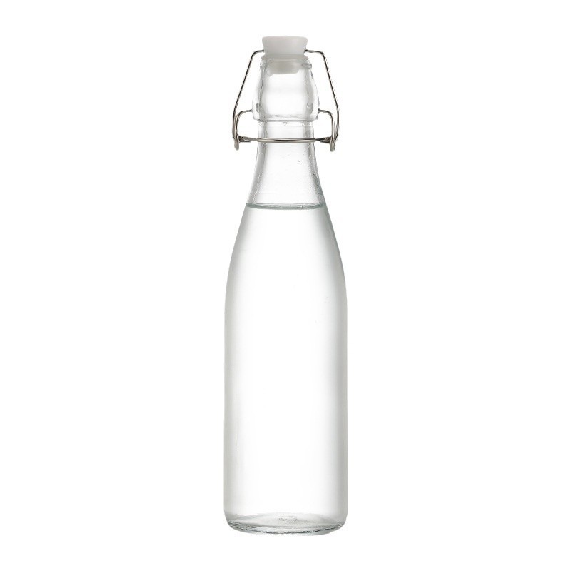Transparent Snap-On Glass Bottle 350ml Flip-Top Brewing Bottle Lock Bottle Sealed Home-Brewed Fruit Wine Beverage Bottle Enzyme Bottle