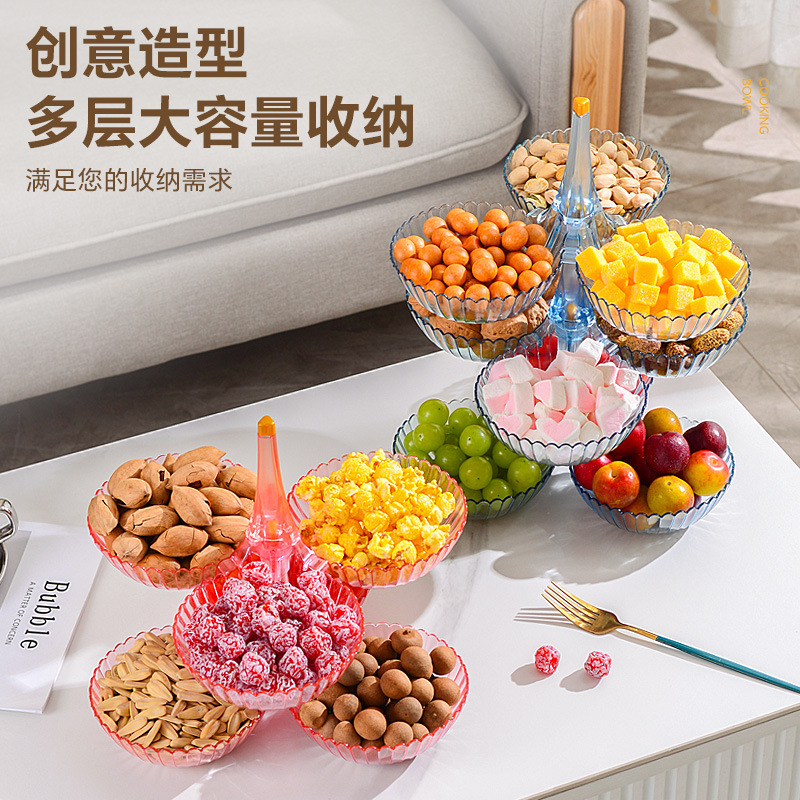 Fruit Plate Box Melon Fruit Plate Popular Accessible Luxury Home Living Room Coffee Table Dried Fruit Snacks Melon Seed Candy Gift Display Plastic Box