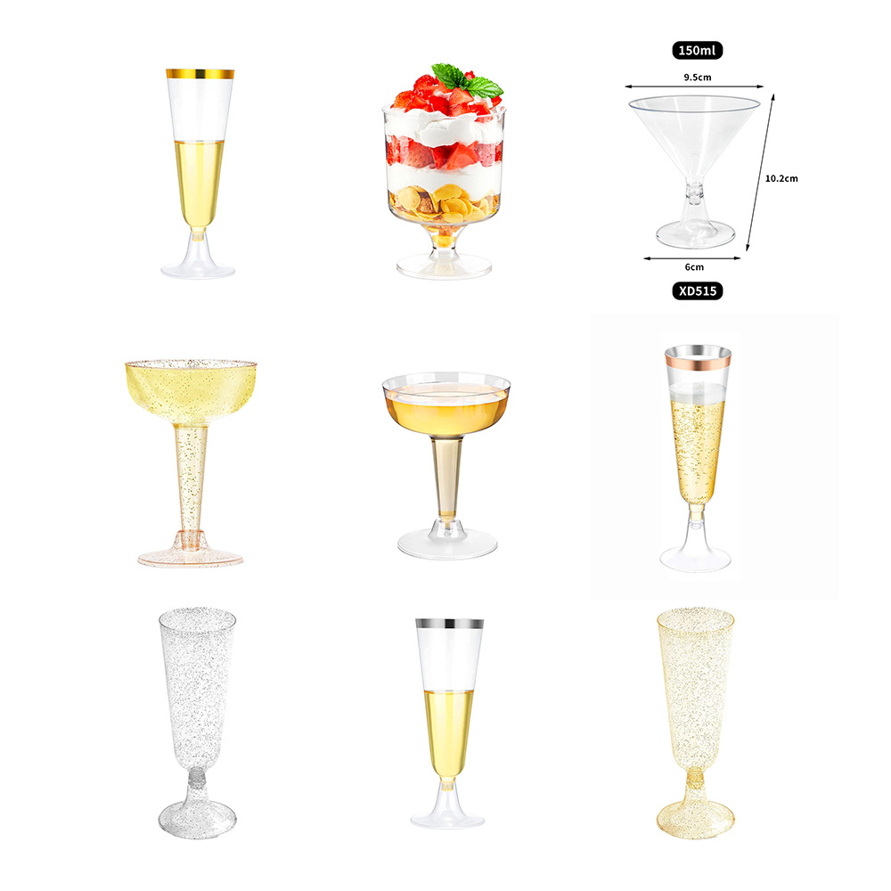 Disposable Plastic Cocktail Glass, Red Wine Glass, Dessert Table, Goblet, Pudding Cup, Catering Party, Party Champagne Glass