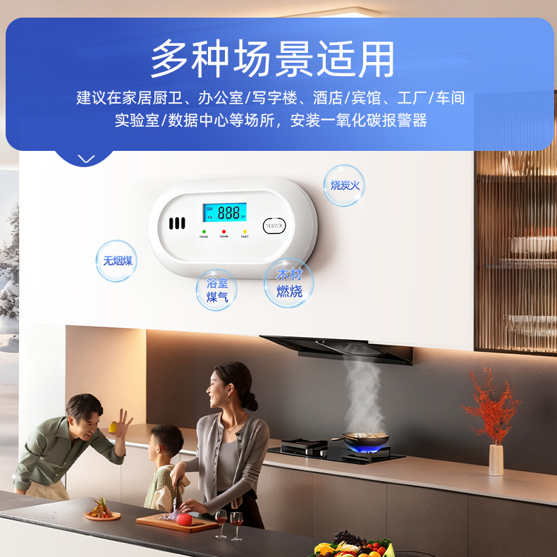 Yunhoney Carbon Monoxide Alarm Lcd Always Displays 10-Year Sensor Fault Self-Test Carbon-Burning Co Alarm
