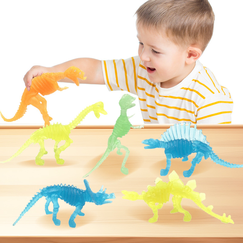 Jurassic soft glue dinosaur luminous toy Tyrannosaurus rex boys and girls children baby cognitive simulation animal model