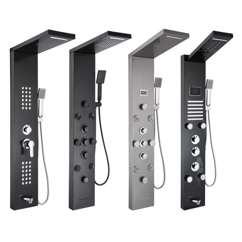 Factory wholesale direct sales cross-border 304 split six-gear brushed silver small display shower screen shower head