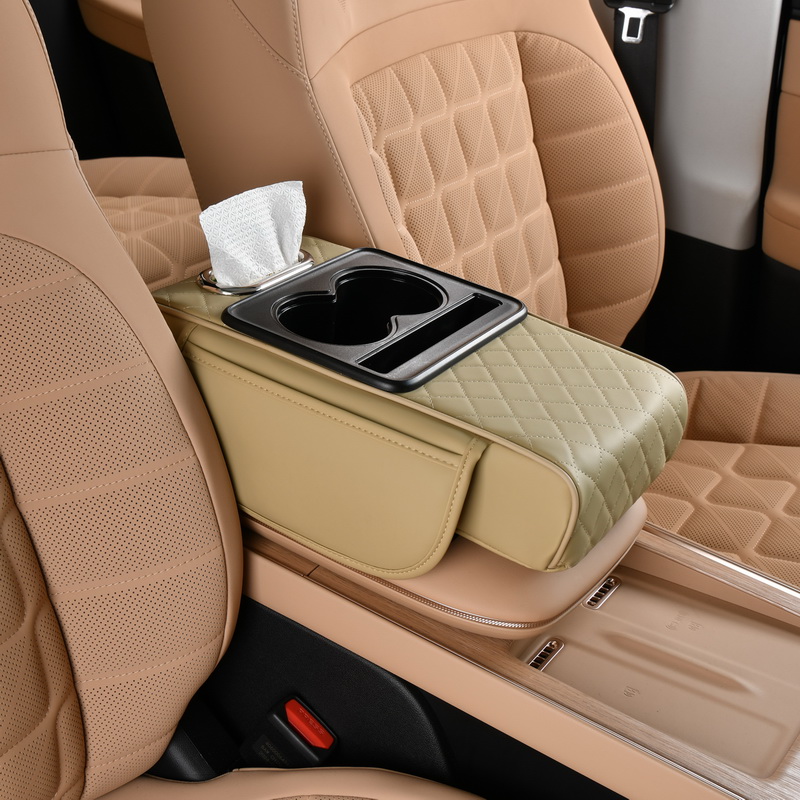 Cross-Border Car Armrest Box Booster Pad Four-In-One Car Central Armrest Box Pad Tissue Box Storage Bag Water Cup Holder