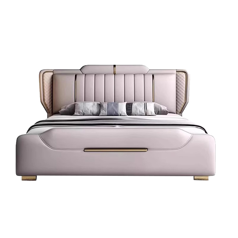 Simple Modern Leather Bed 2025 New Model 1.8m Double Leather Bed, Elegant and Luxurious, High-End Master Bedroom Bed That Doesn'T Disturb Each Other