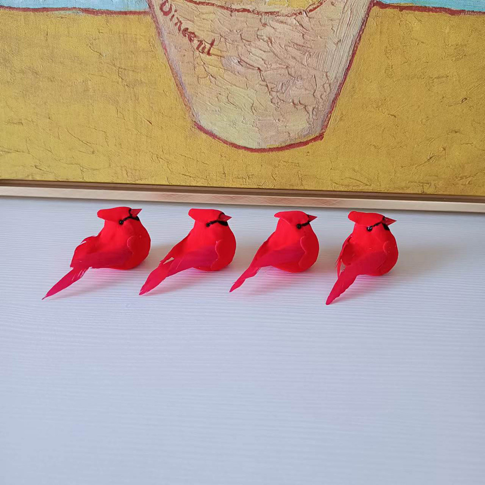 Feather Bird Christmas Red Bird Foam Bird Artificial Bird Christmas Decoration 5Cm-6Cm Butterfly Craft