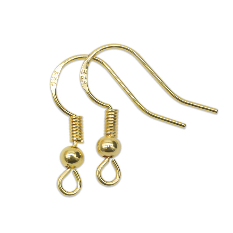 Cross-border 925 character printing jewelry accessories handmade diy earrings eardrop production materials color-retaining electroplated ear hook semi-finished products