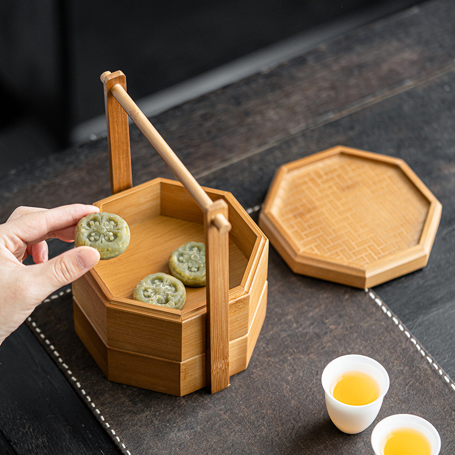 New Chinoiserie Mid-Autumn Festival Mooncake Gift Box Satchel Snack Pastry Food Box Holiday Gift Tea Octagonal Basket Box