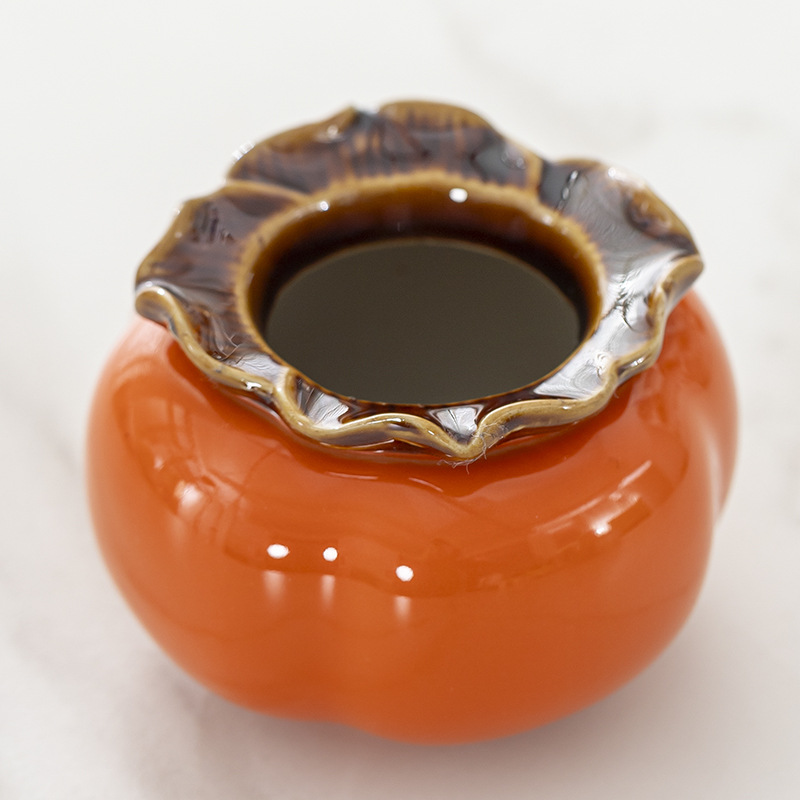 Creative Persimmon Green Flower Hydroponic Flower Pot Simple Ceramic Water-nourishing Green Plant Vase Indoor Desktop Decorative Container Ornaments