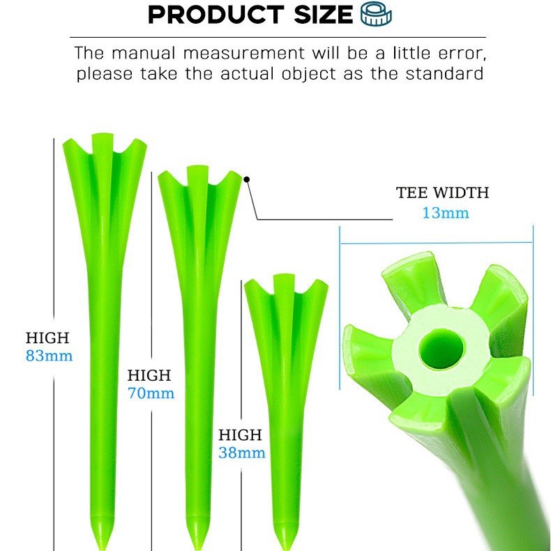 38Mm70Mm83Mm Golf Tee Five-Claw Spike Multi-Size Multi-Color Plastic Ball Spike for Golf Use