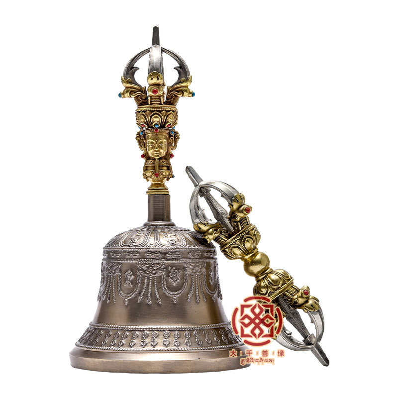 Dqsy Nepal Imported Pure Handmade Copper Five-Strand Vajra Bell and Pestle Handheld Bell