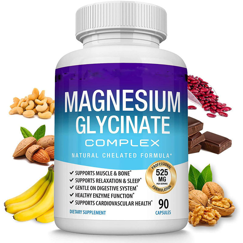 Hot Sale in Stock 90 Capsules of Magnesium Glycinate Capsules Magnesium Glycinate Source Factory Supports Oem