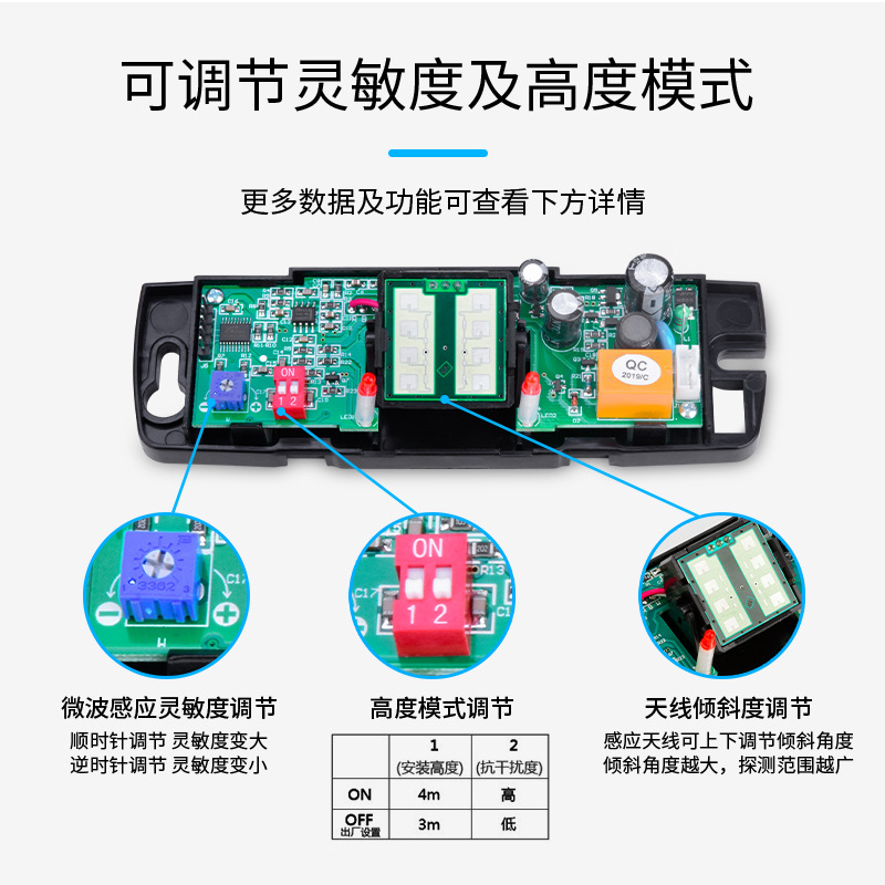 Source manufacturer automatic door sensor induction probe microwave sensor sliding door infrared anti-pinch radar