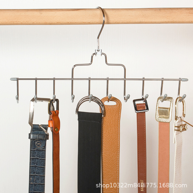 Stainless Steel Hook Belt Rack Household Belt Tie Sling Multi-functional Hanger Hanging Scarf Scarf Storage Hook Hanging