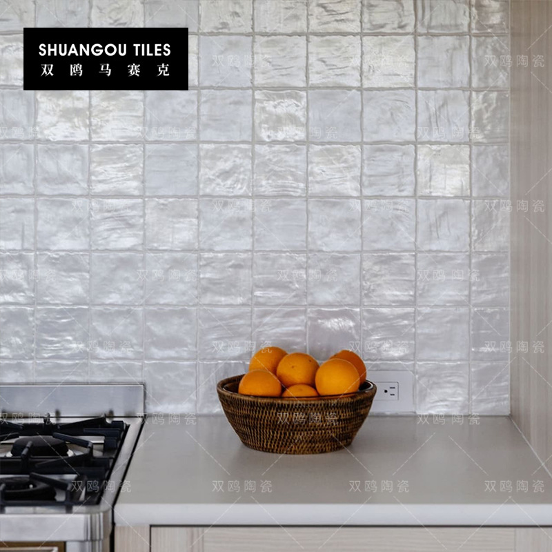 Двойные ракушки перламутровые глазурованные плитки 100X100 импортные глазурованные ручные плитки для ванной кафе кухня