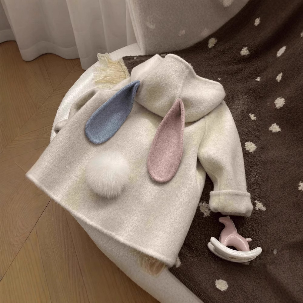 Шершавая куртка для девочек с флисовой подкладкой, утолщенная, новый милый корейский стиль для осени и зимы 2024