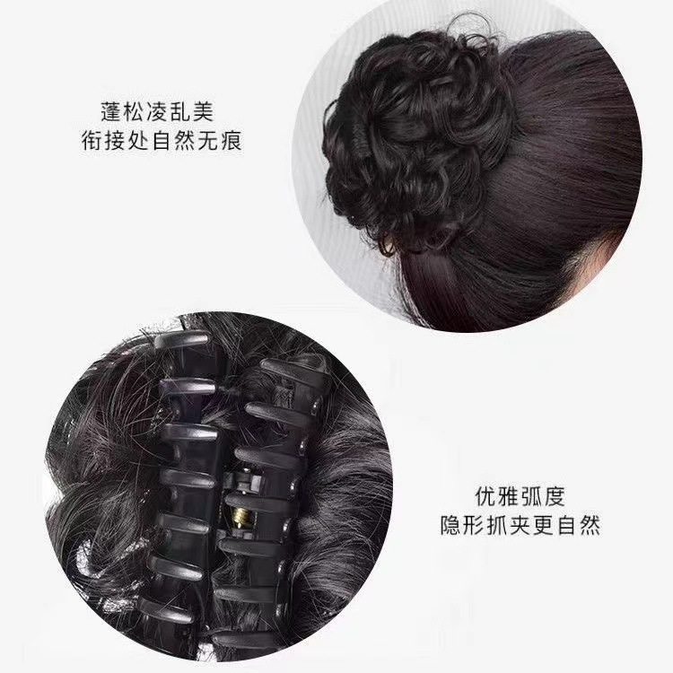 Hairpin Bun Maker for Women with Short Curly Hair, Claw Clip Bun Maker, Fluffy Hair Tie