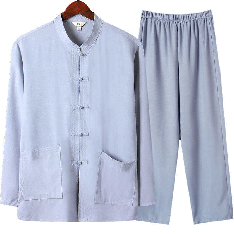 Elderly Grandpa Clothes Summer Middle-Aged and Elderly Tang Suit Men's Chinese Style Long-Sleeved Suit Casual Loose Dad Thin Coat