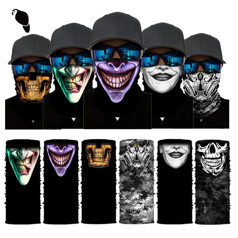 Skull Half Face Series Cross-Border Magic Headscarf Versatile Outdoor Face Towel Cycling Mask Seamless Scarf for Adults