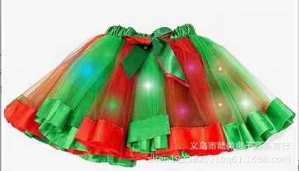 European and American Export Christmas tutu Skirt Short Skirt Girls Skirt Princess tutu Skirt Red and Green Christmas Green Suit
