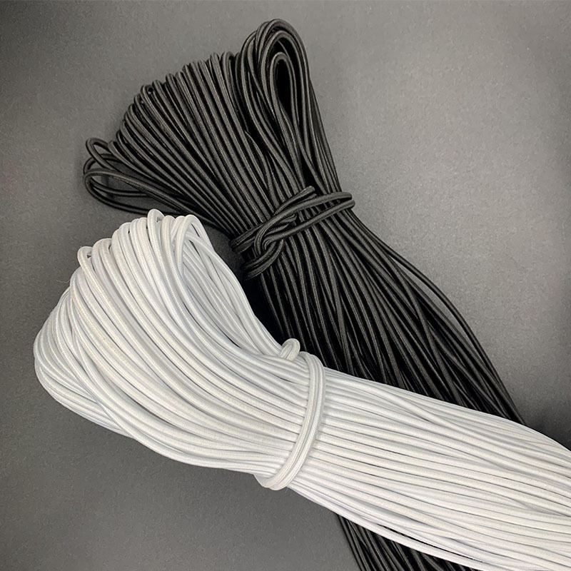 Elastic Cord Black Latex High Elastic Tag Rope Elastic Round Elastic Beaded Rope Clothing Hem Hat Cord Manufacturer Wholesale