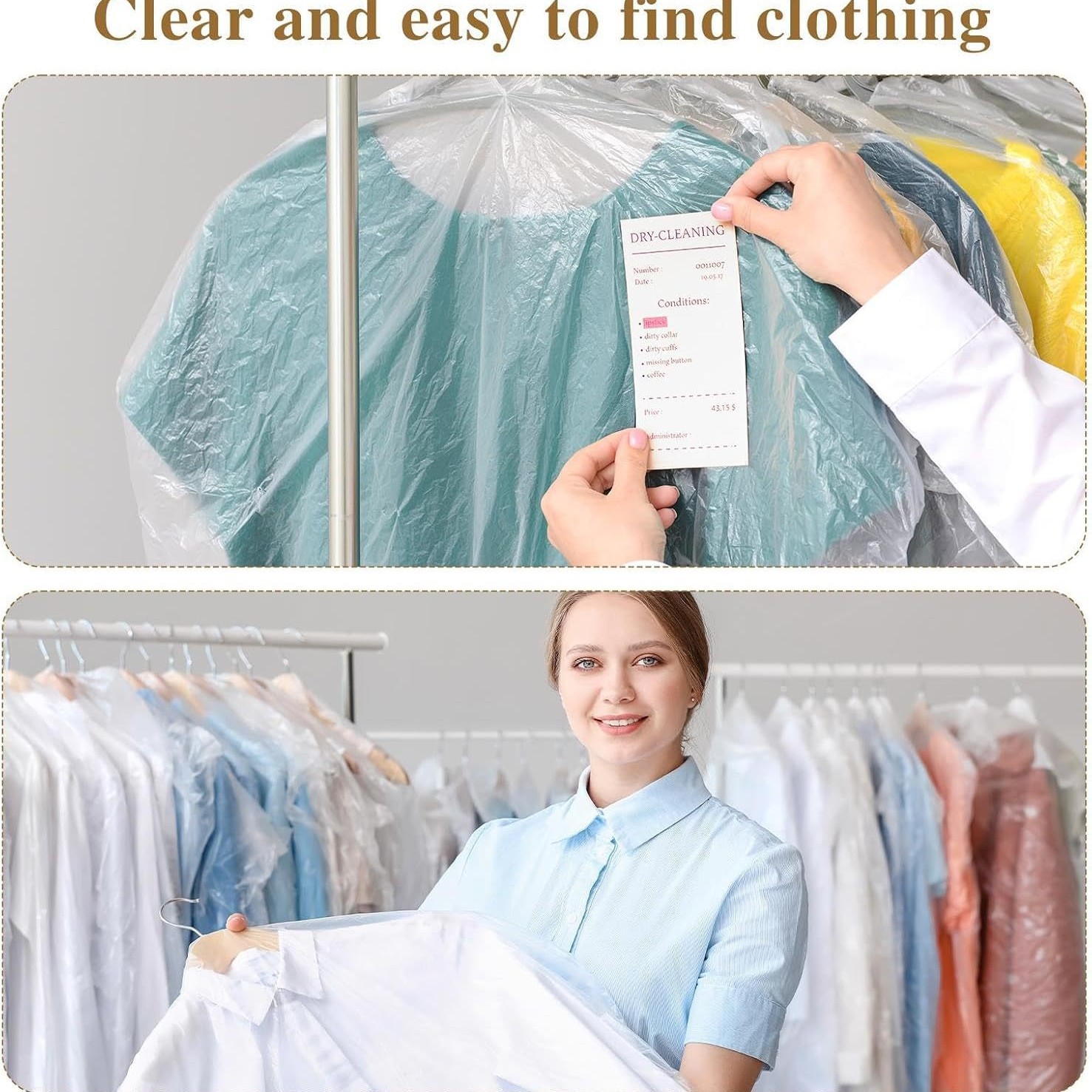 Pe Clothes Dust Cover Dry Cleaning Shop Disposable Coat Dust Bag Coat Cover Hanging Household Thickeneded Transparent Dress