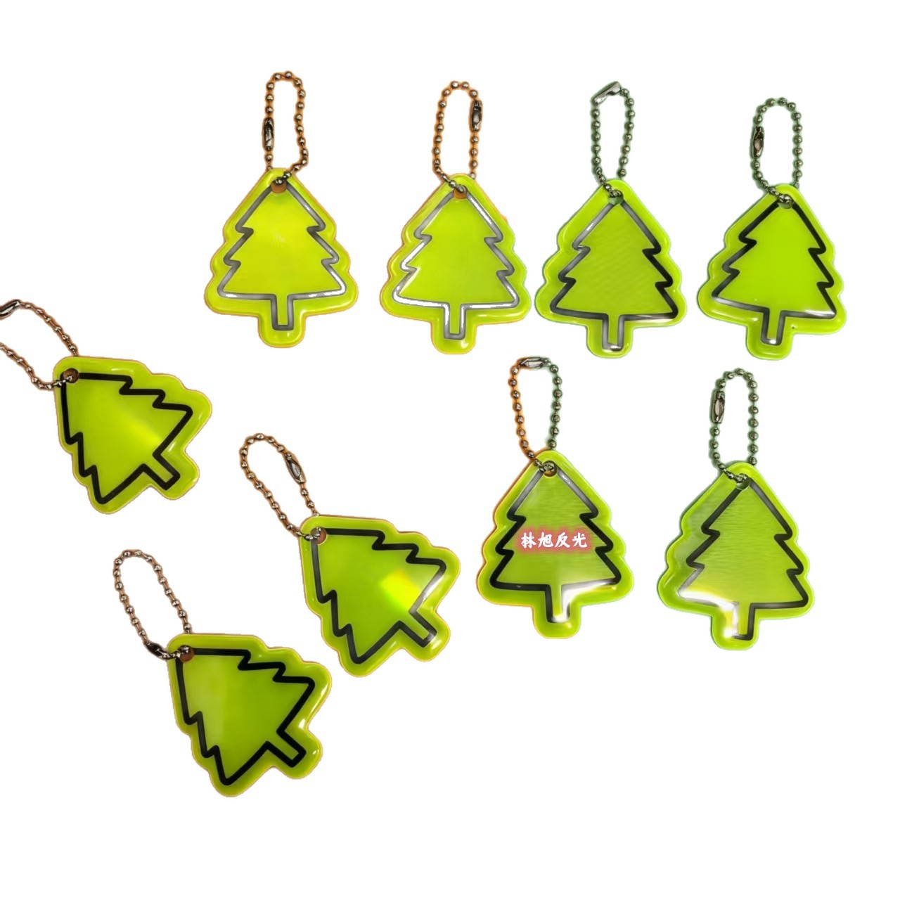 Christmas Tree Reflective Keychain Pendant Pine Tree Reflective Pvc Keychain Strong Light Warning School Bag Pendant