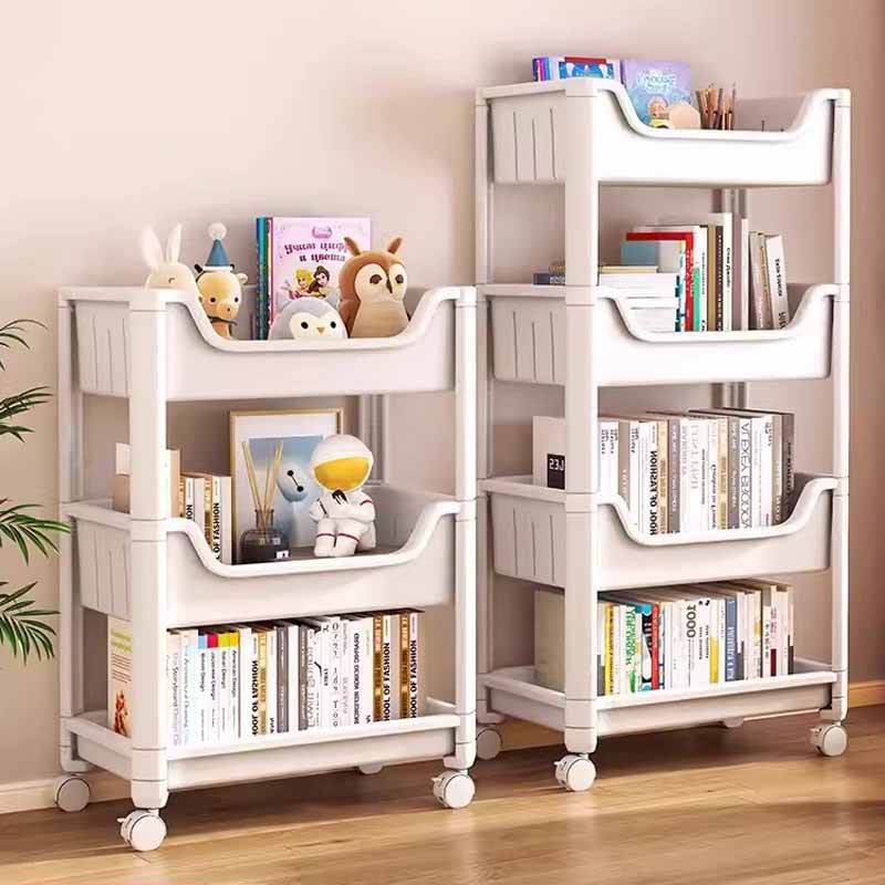 Стеллаж для хранения книг, простой, многоуровневый, с колесиками, для игрушек, мобильный