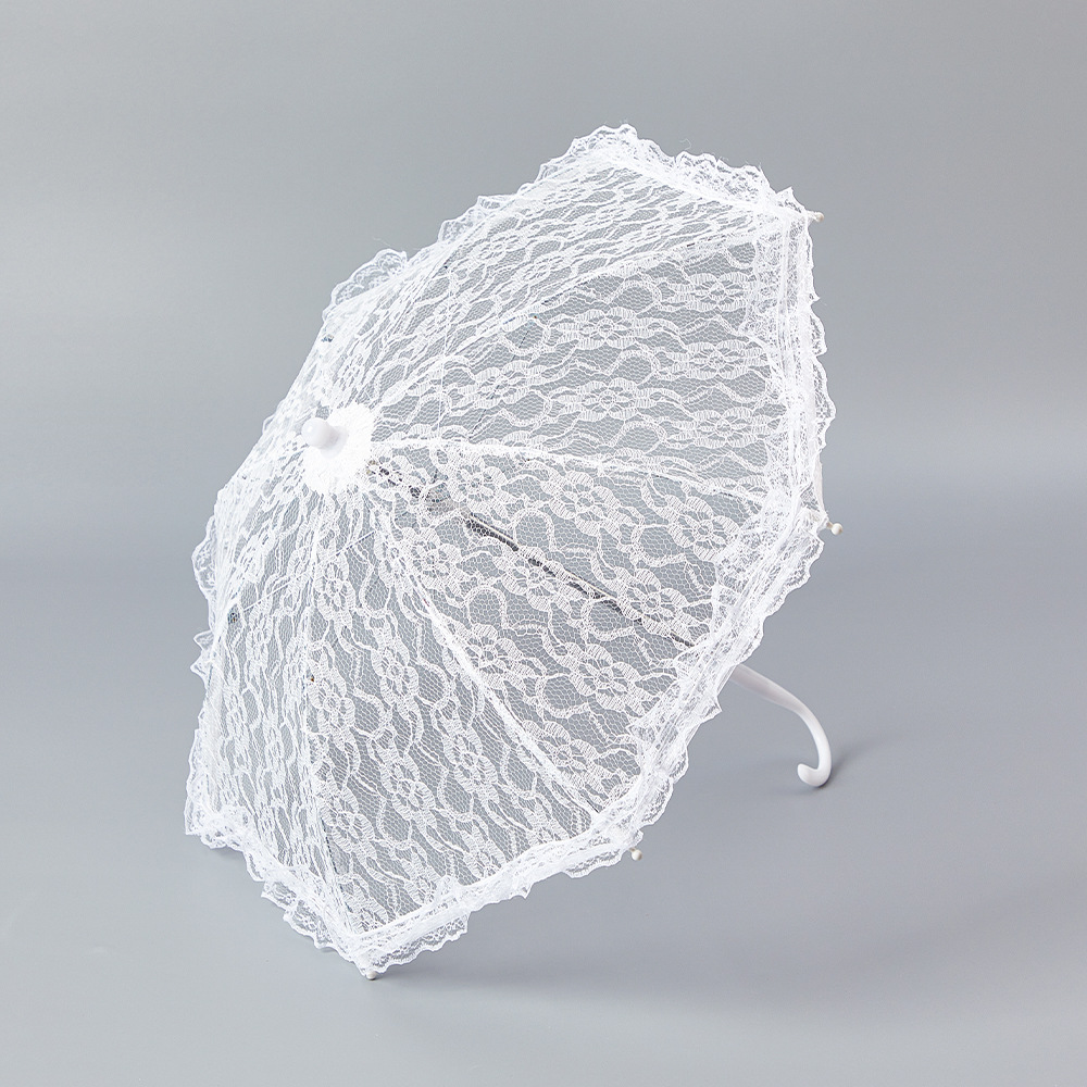 Black Lace Umbrella European Style Wedding Bride Shooting Props Children's Performance White Long Handle Decorative Umbrella Princess Umbrella