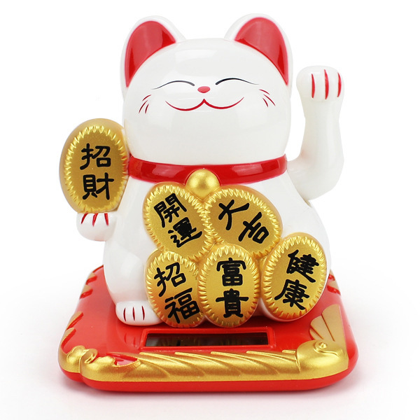 Solar lucky cat light energy Hand Shaking cat automatic hand shaking car decoration decoration cake decoration creative gift